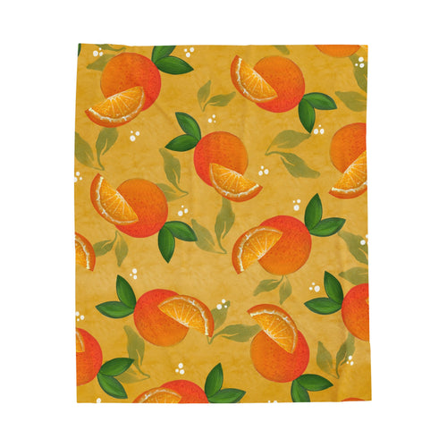 Yellow Oranges Citrus Plush Blanket