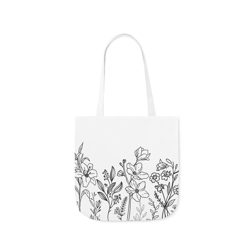 B&W Floral Tote Bag