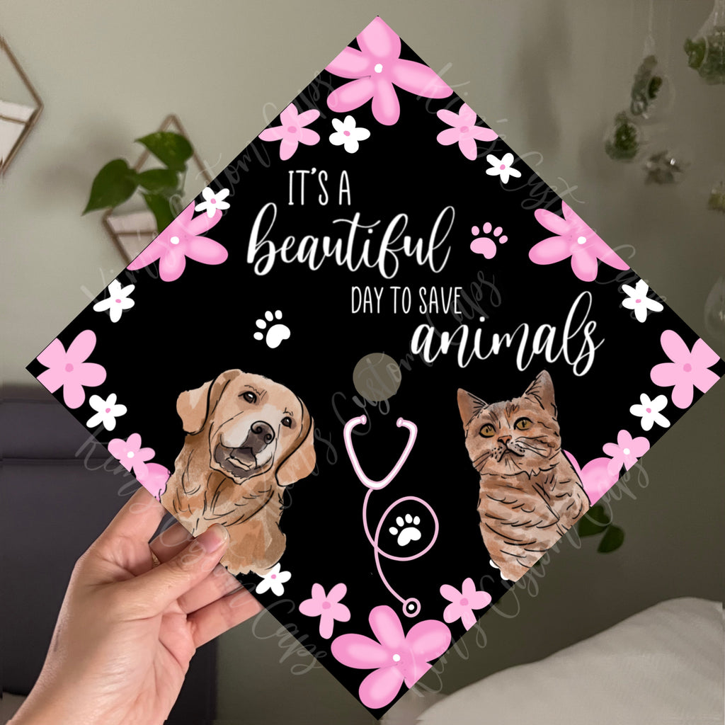 Premade Printed Veterinarian Vet Tech Graduation Cap Topper