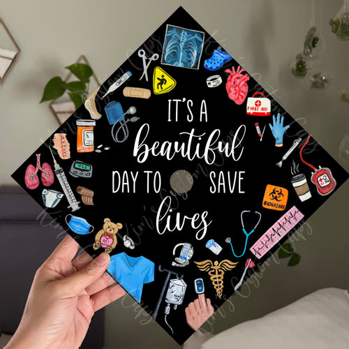 Premade Printed Nurse Nursing Medical Doctor Graduation Cap Topper