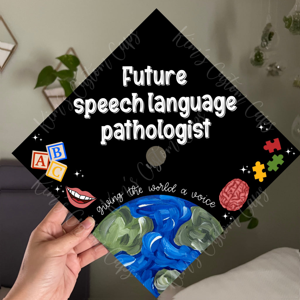 Premade Speech Language Pathologist SLP Printed Graduation Cap Topper Kim s Custom Crafts