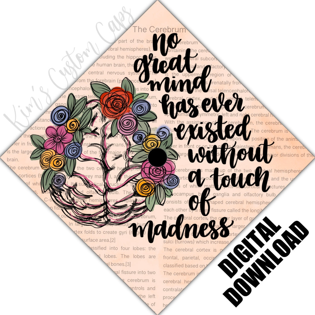 Psychology Mental Health Brain Printed Graduation Cap Topper DIGITAL DOWNLOAD