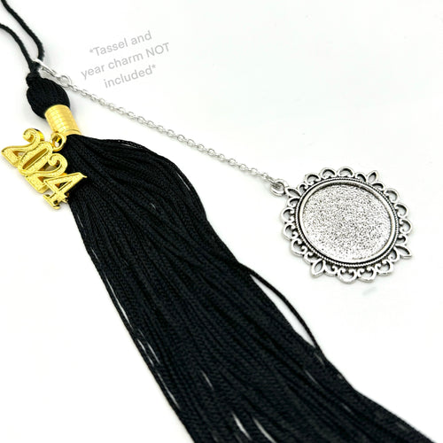 MD Silver Round Graduation Cap Memorial Photo Frame Tassel/Car Charm (UPLOAD YOUR OWN PHOTO)