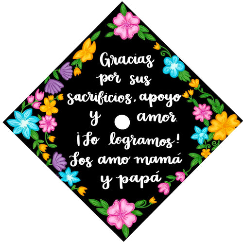 Premade Printed Floral Graduation Cap Topper