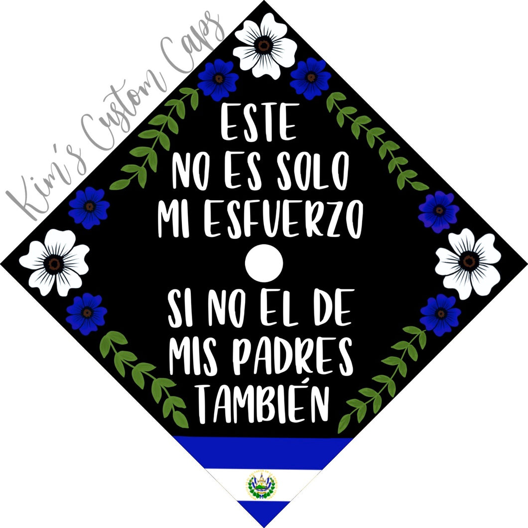 Premade Printed Floral Graduation Cap Topper with Interchangeable Flag