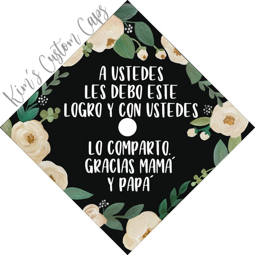 Premade Printed Floral Graduation Cap Topper