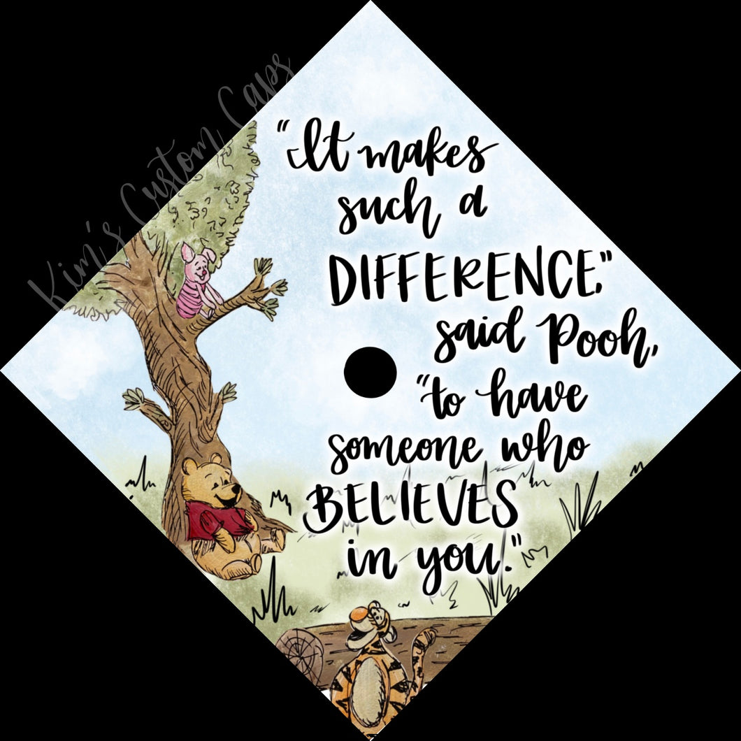 Premade Printed Winnie the Pooh Graduation Cap Topper