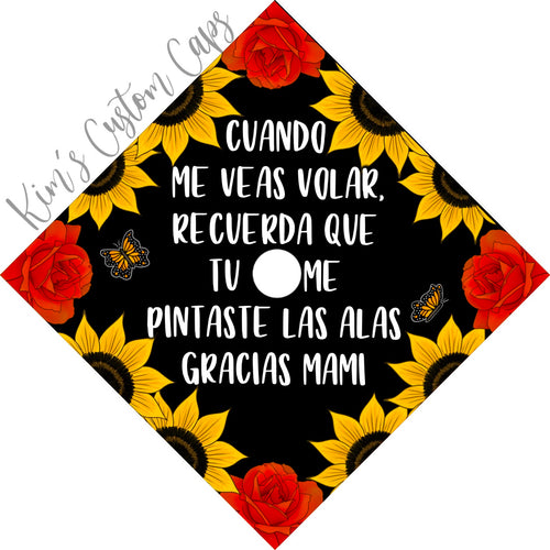 Premade Printed Floral Graduation Cap Topper