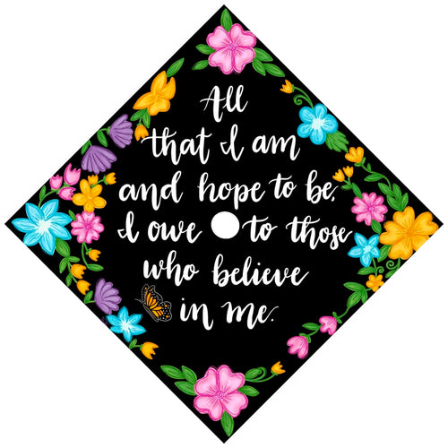 Premade Printed Floral Graduation Cap Topper