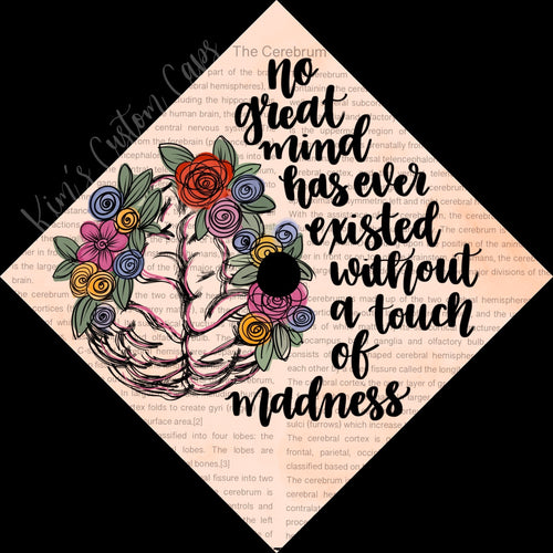 Premade Printed Psychology Brain Graduation Cap Topper