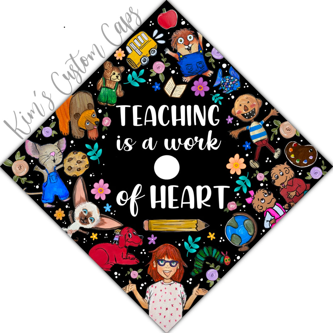 Premade Printed Teacher Education Storybook Character Graduation Cap Topper