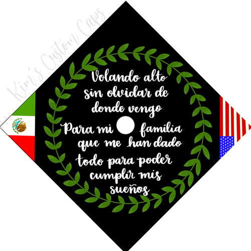 CLEARANCE! Premade Printed Floral Graduation Cap Topper with Interchangeable Flags