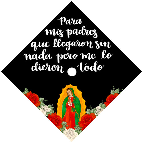 CLEARANCE! Premade Printed Floral Virgin Mary Graduation Cap Topper