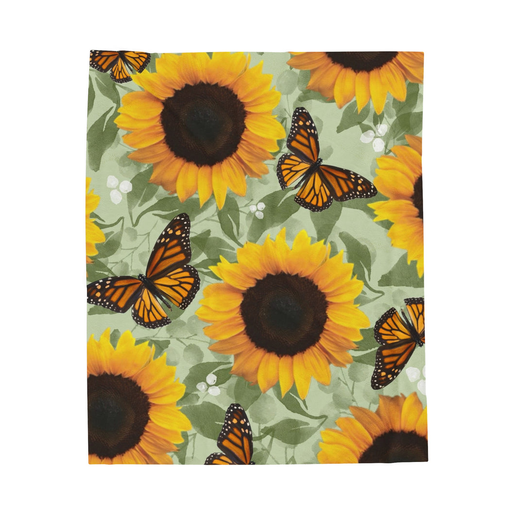 Sunflower Monarch Plush Blanket