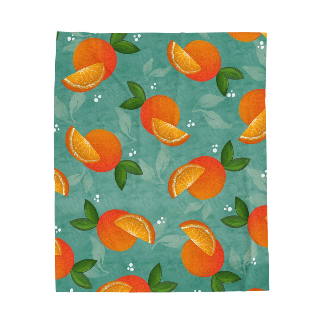 READY TO SHIP Blue Oranges Fleece Blanket