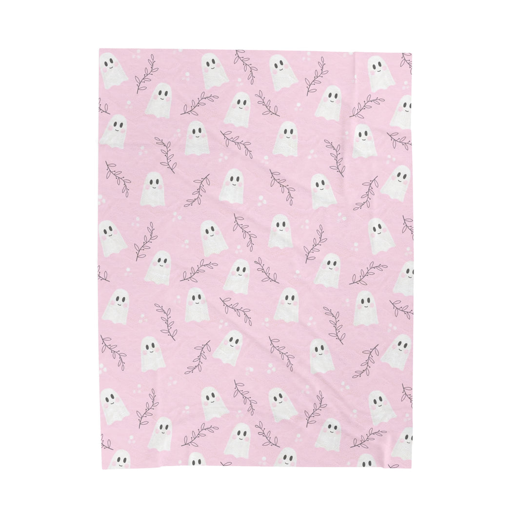 READY TO SHIP Pink Ghost Fleece Blanket