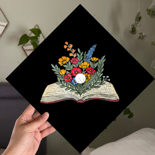 Custom Quote Floral Teacher Education Reading Book Printed Graduation Cap Topper