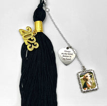 SM Silver Graduation Cap Photo Frame Tassel/Car Charm with Engraved Memorial Charm (UPLOAD YOUR OWN PHOTO)