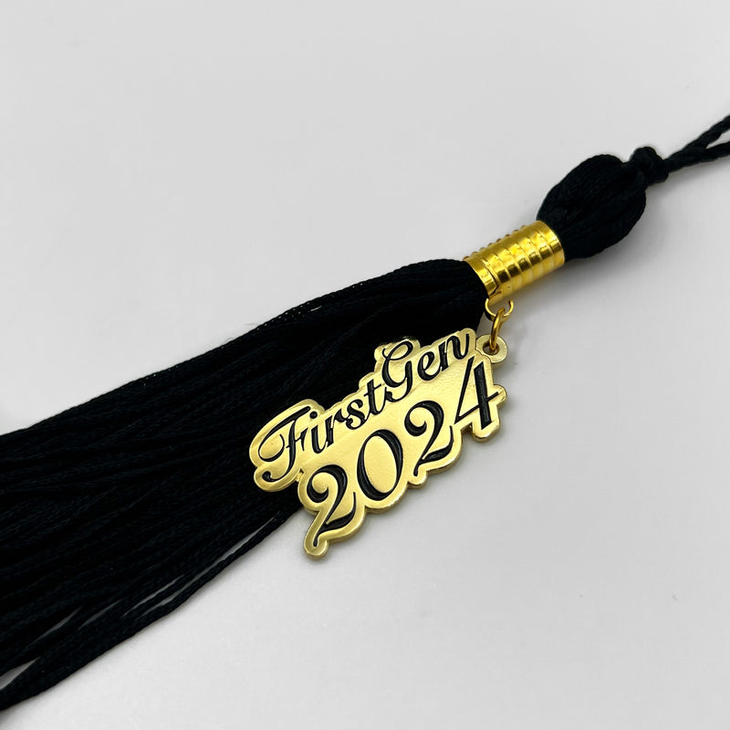 GRADFTY 2024 Graduation Tassel - 9 Inch Double Color (Black & Gold) With 2024 Year Charm, Standard USA Size