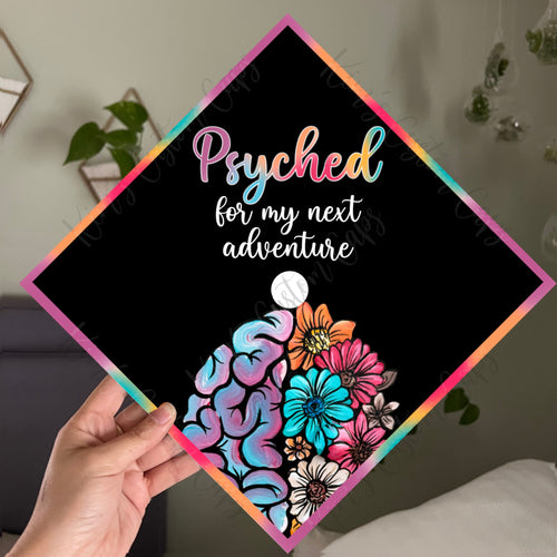 Premade Printed Psychology Brain Graduation Cap Topper