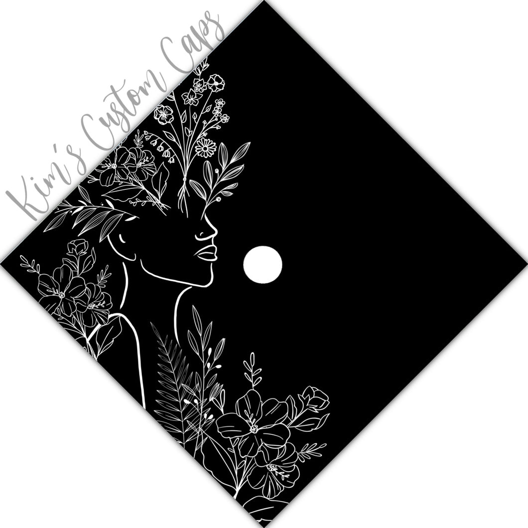 Custom Quote Floral Plant Printed Graduation Cap Topper