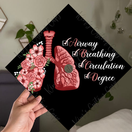 Premade Printed Lungs Nursing Doctor Graduation Cap Topper
