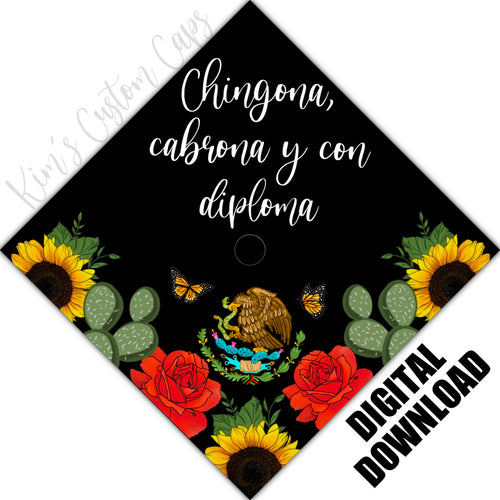 Mexican Flag Emblem Spanish Printed Graduation Cap Topper DIGITAL DOWNLOAD