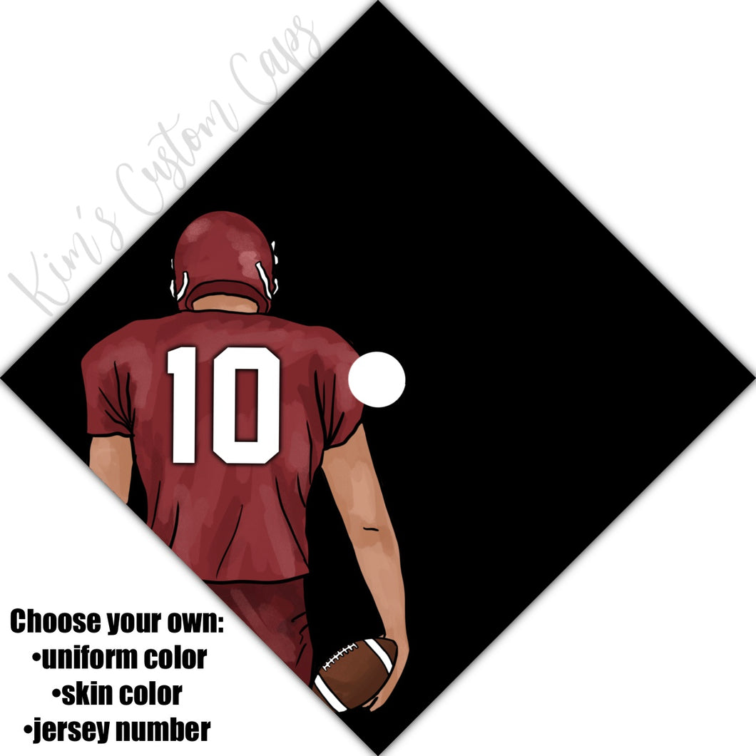 Custom Quote Male Football Player Printed Graduation Cap Topper