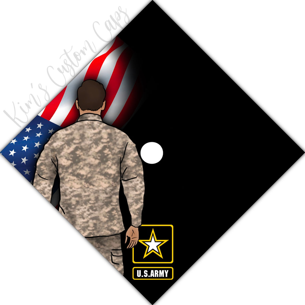 Custom Quote Male Army Military Printed Graduation Cap Topper