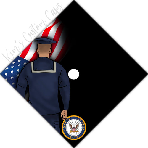 Custom Quote Male Navy Military Printed Graduation Cap Topper
