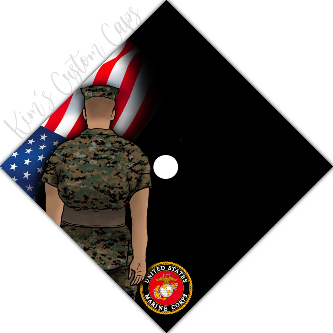 Custom Quote Male Marine Military Printed Graduation Cap Topper