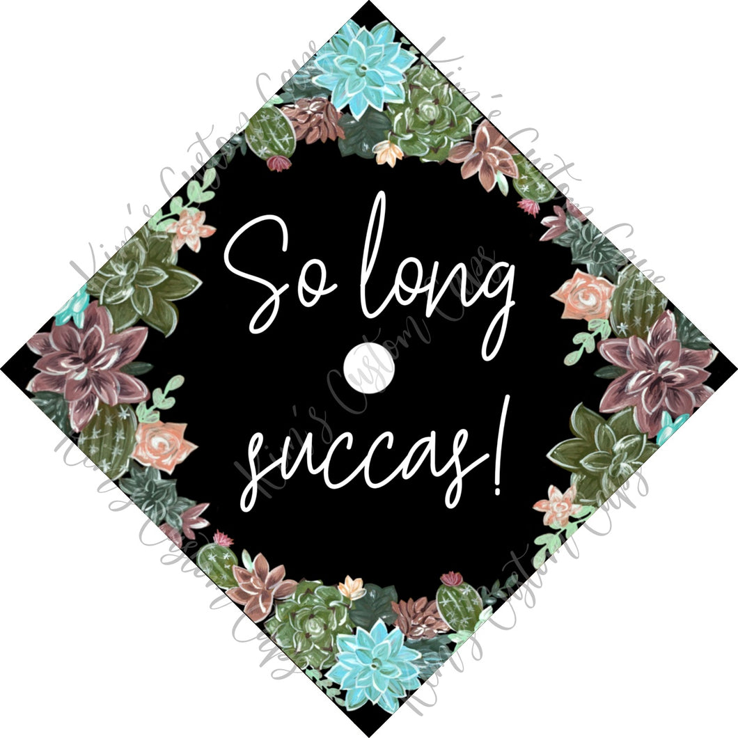 graduation succulents Premade Printed Succulent Plant Graduation Cap Topper