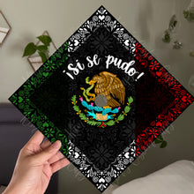 Premade Printed Floral Mexican Flag Inspired Graduation Cap Topper