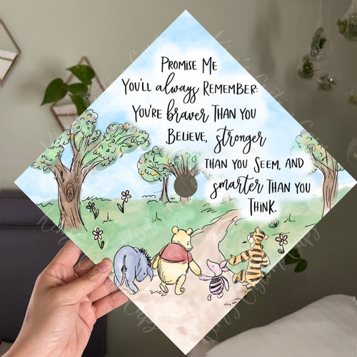 Premade Printed Winnie the Pooh Graduation Cap Topper