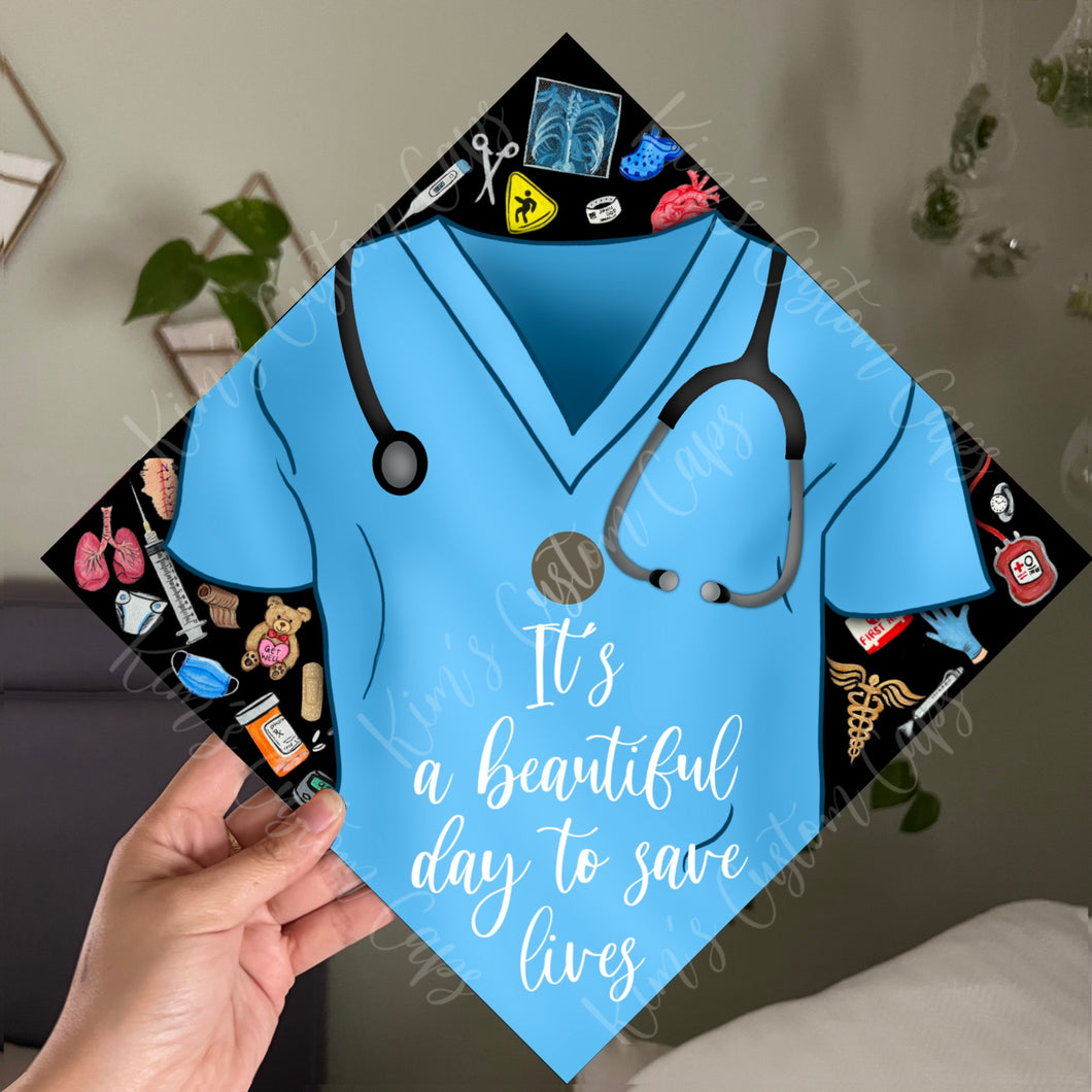 Premade Printed Nurse Nursing Medical Doctor Graduation Cap Topper
