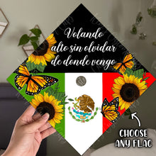 Premade Printed Floral Graduation Cap Topper with Interchangeable Flag