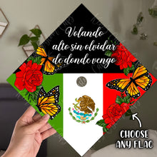 Premade Printed Floral Graduation Cap Topper with Interchangeable Flag