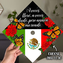 Premade Printed Floral Graduation Cap Topper with Interchangeable Flag