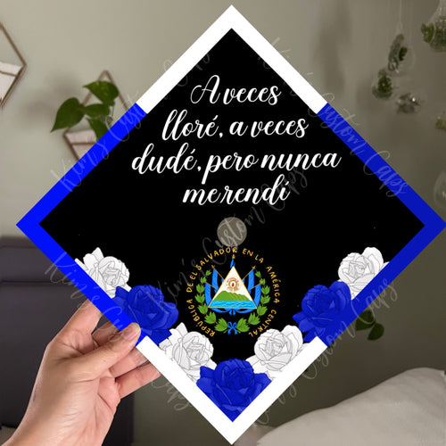 Premade Printed Floral El Salvador Flag Inspired Graduation Cap Topper