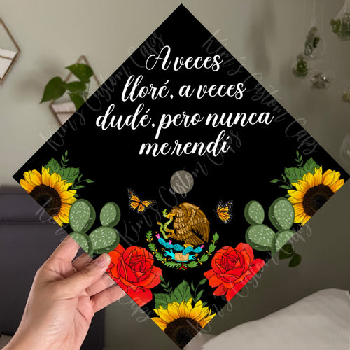 Premade Printed Floral Mexico Flag Inspired Graduation Cap Topper