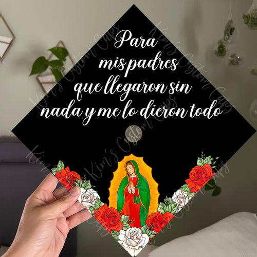 Premade Printed Virgin Mary Graduation Cap Topper