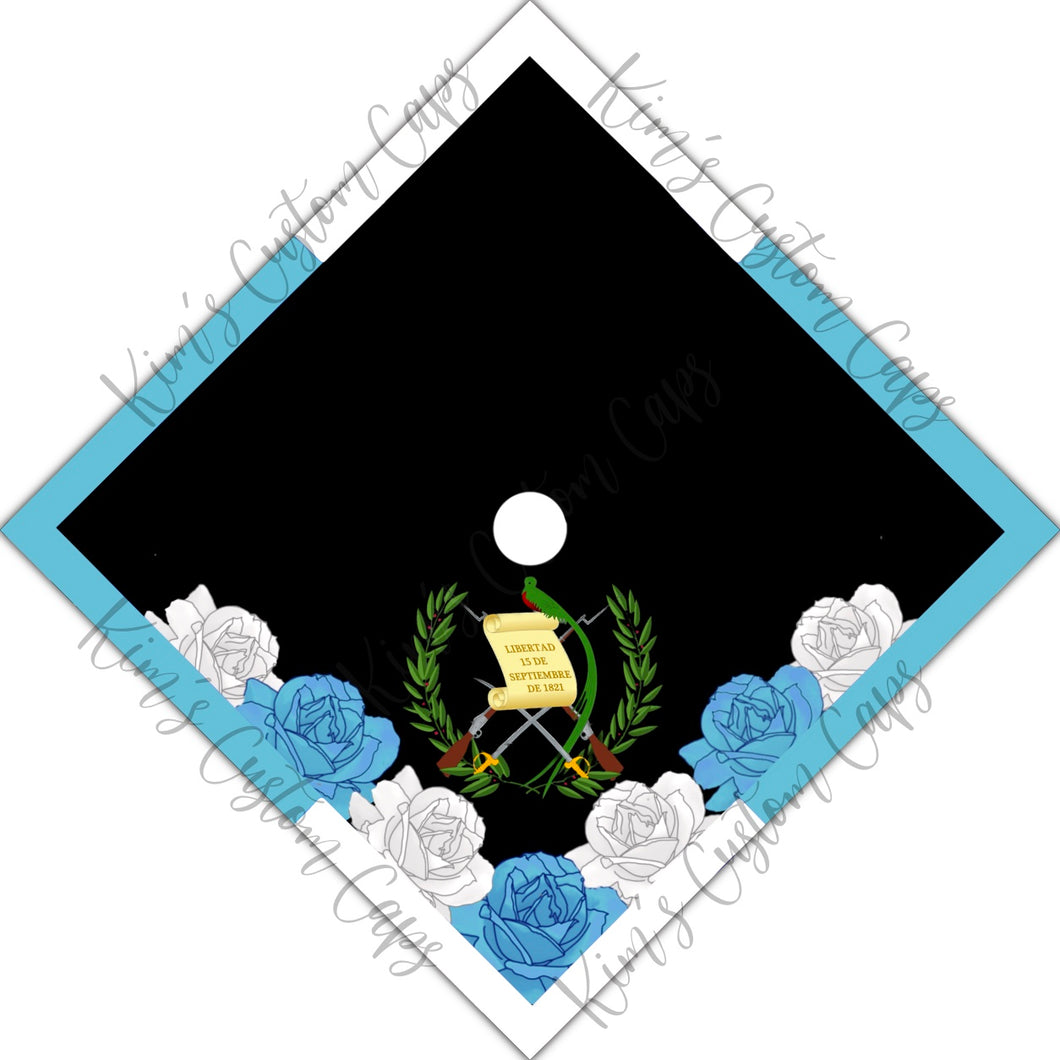 Custom Quote Floral Guatemala Flag Printed Graduation Cap Topper