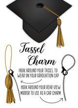 Gold "Para mis padres" Spanish Graduation Cap Engraved Tassel/Car Charm