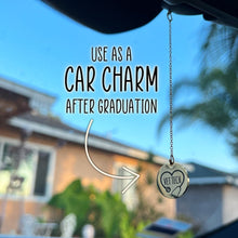 Silver Masters Degree Graduation Cap Engraved Tassel/Car Charm