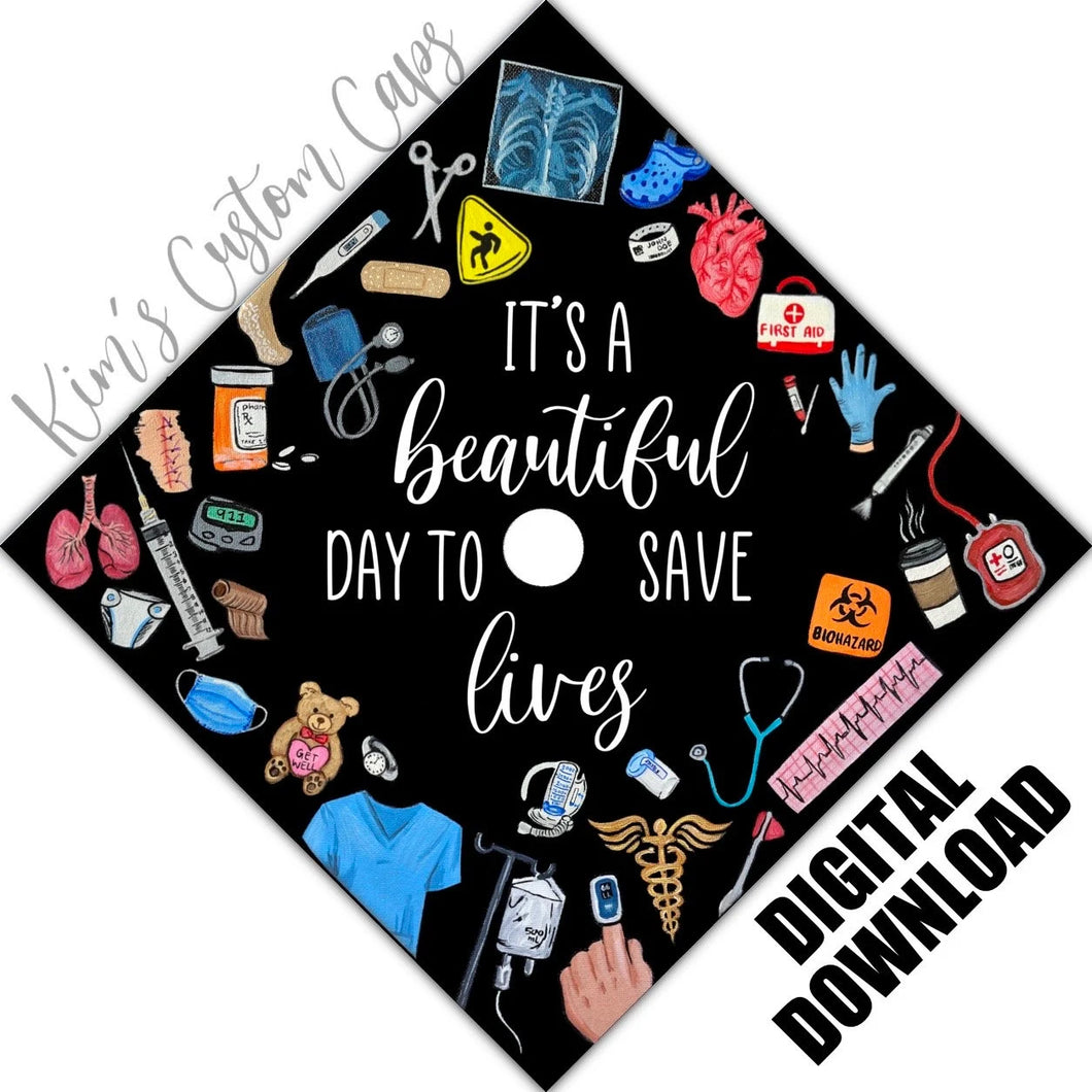 Doctor Cap Printing Nurse Nursing Student Medical Doctor Graduation Cap Printed Topper ...