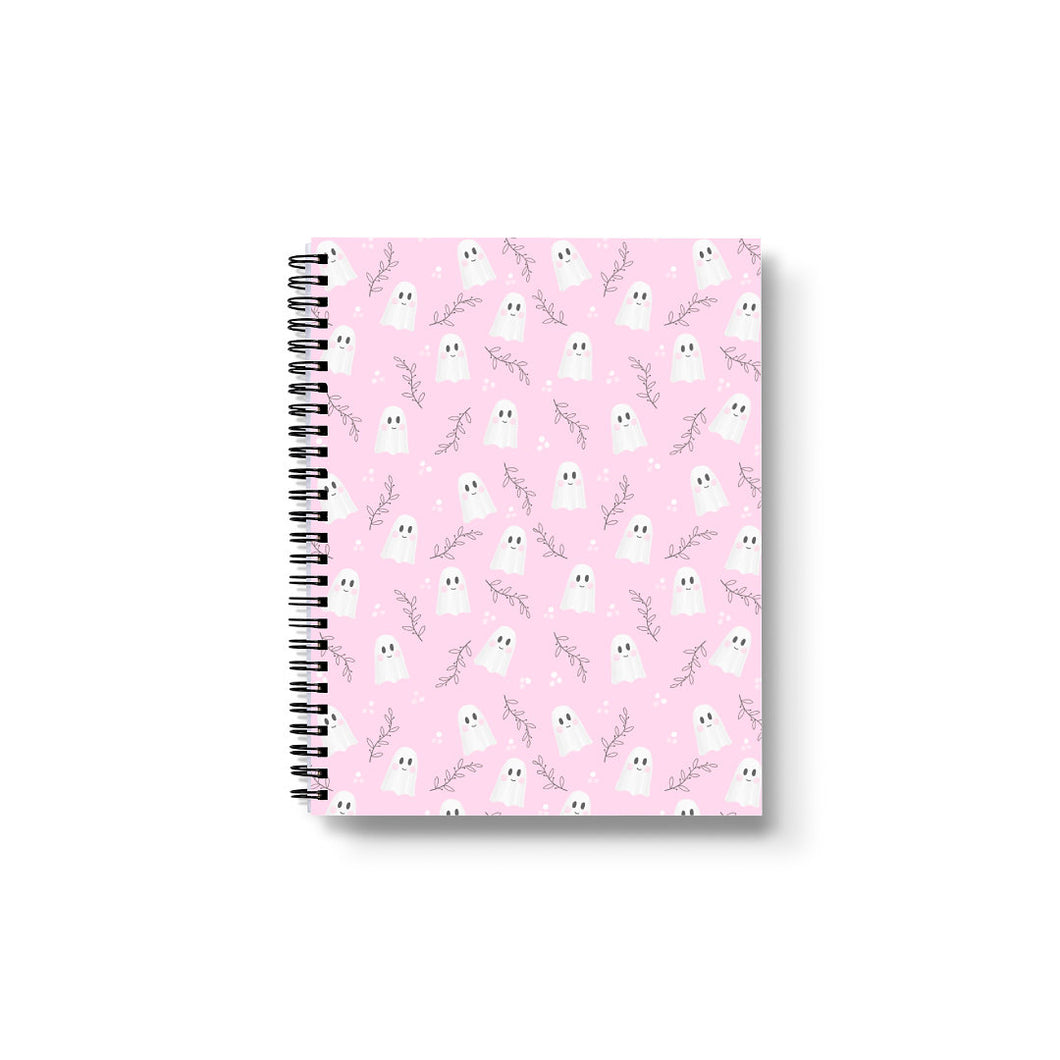 Pink Ghosts 7' x 9” Lined Softcover Notebook