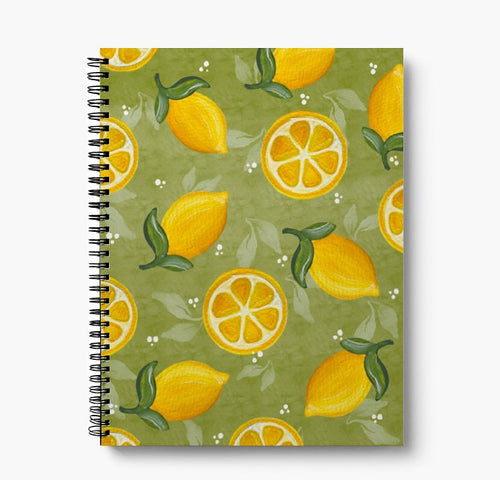 Green Lemons 8.5” x 11” Lined Softcover Notebook