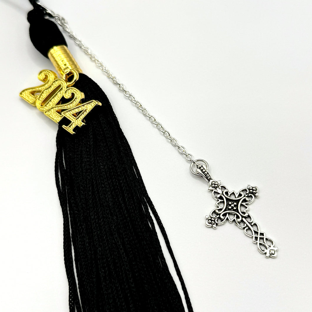 Cross Grad Caps Silver Cross Graduation Cap Tassel/Car Charm