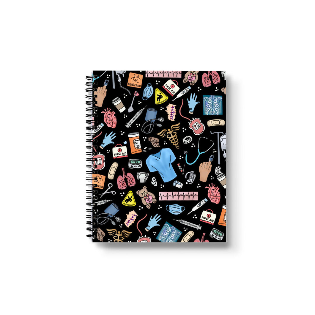 Nursing Clipart 7' x 9” Lined Softcover Notebook
