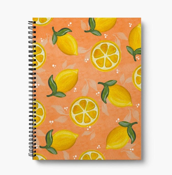 Orange Lemons 8.5” x 11” Lined Softcover Notebook